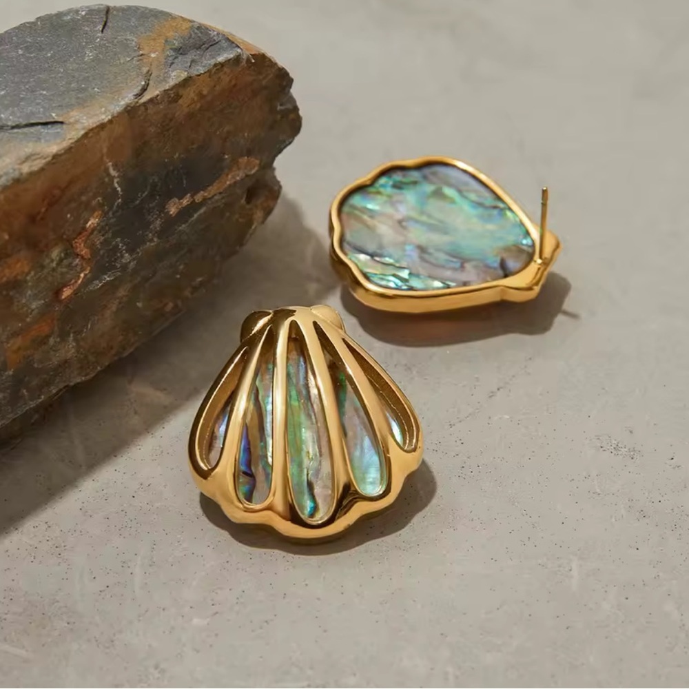 Gold and Abalone Shell Earrings
